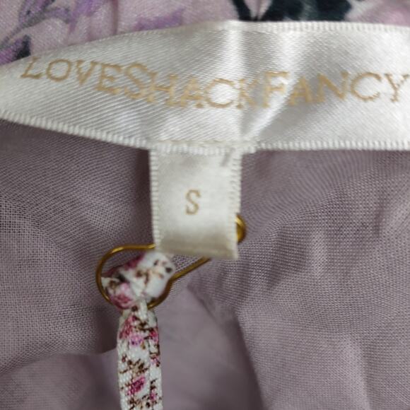 LoveShackFancy Emma Ruffle Mini Skirt Purple Floral Silk Blend Size Small - Picture 5 of 13